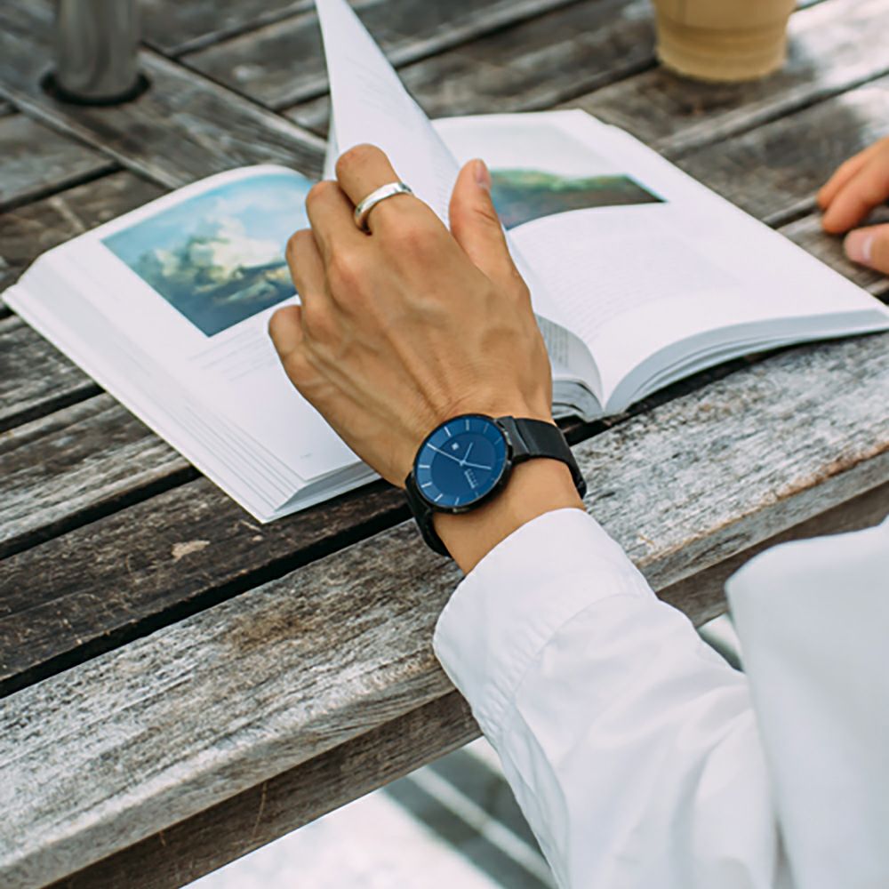 BERING Unisex Scandinavian Solar Blue×Black 14639-227