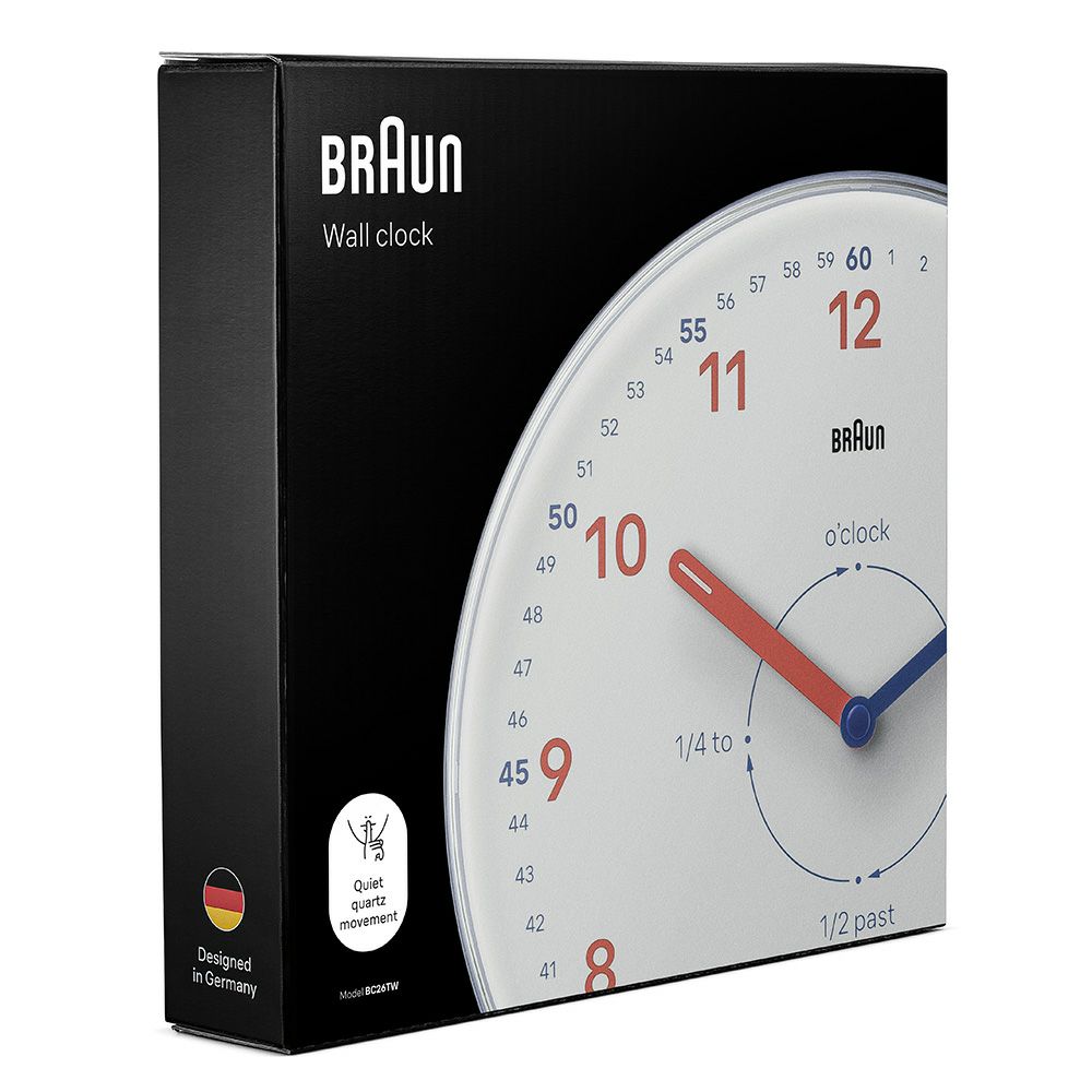BRAUN Time Teacher WALL CLOCK WHITE BC26TW 